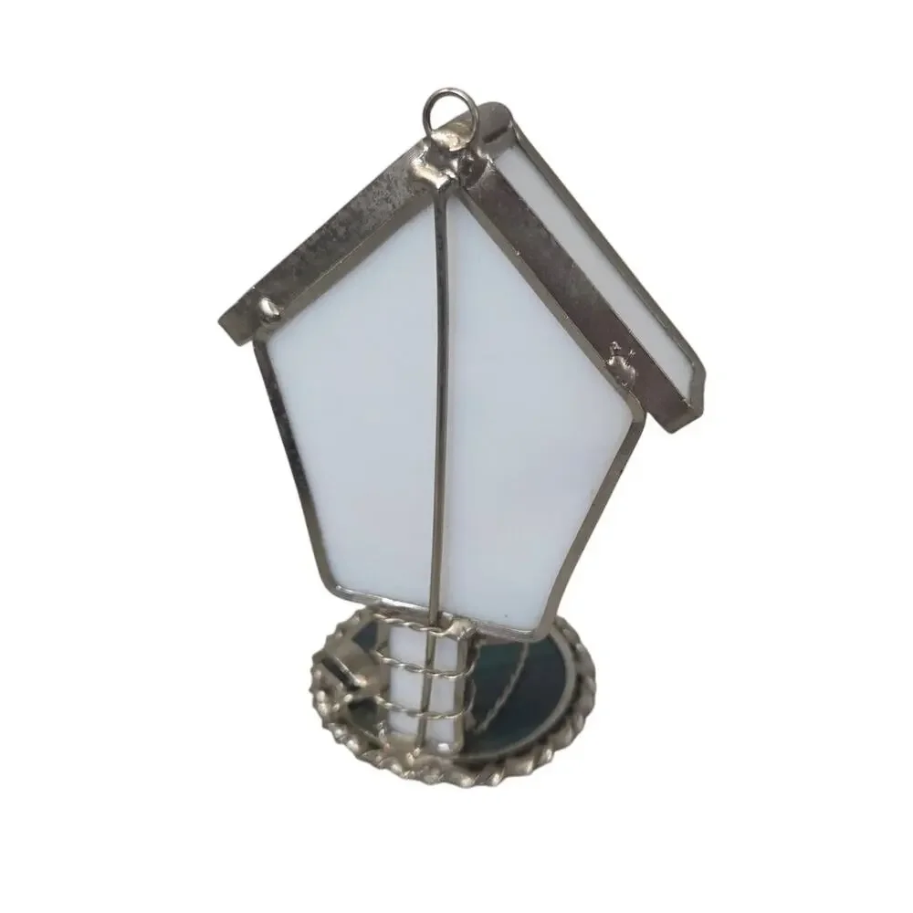 3d Stained Glass Suncatcher Bird House Red Bird Cardinal White